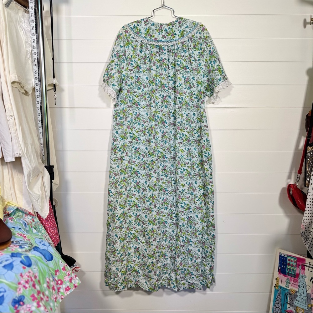 Vtg Sears women’s floral house coat dress button up Side Pocket guesstimate 16 - Picture 10 of 12